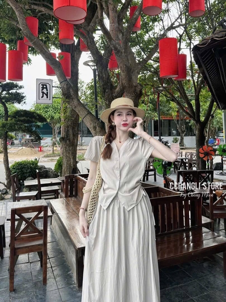 SET ĐŨI NHĂN KÈM CHÂN VÁY DÀI NỮ SẴN