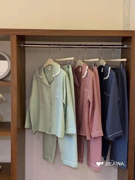 SET BỘ PIJAMA KẺ 3 MÀU NỮ