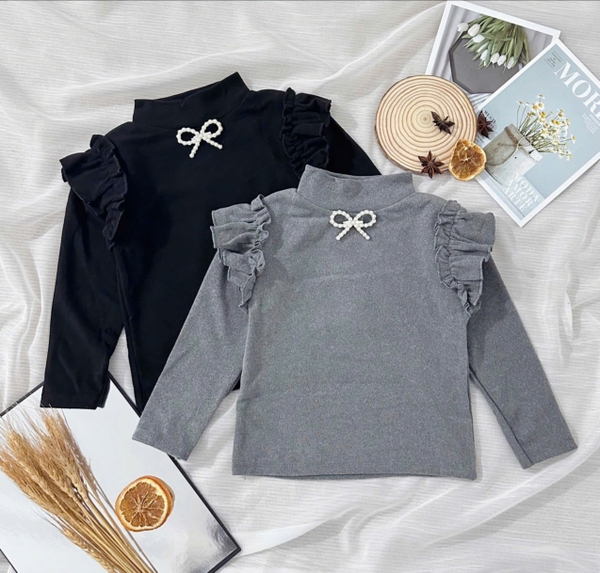 SET 2 ÁO ĐÍNH NƠ CÁNH TIÊN DÀI TAY BÉ GÁI SẴN