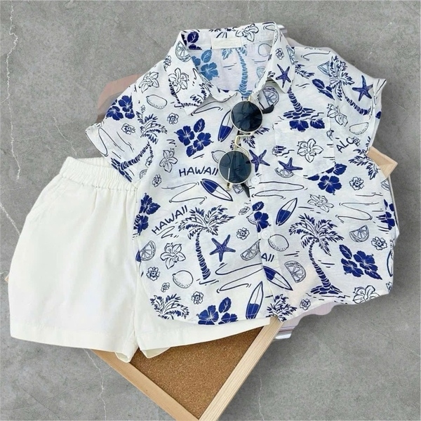 SET CÂY DỪA HAWAI QUẦN TRẮNG BÉ TRAI( xả 69k )