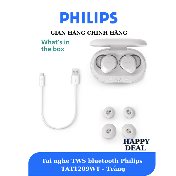 Tai nghe TWS bluetooth Philips TAT1209WT Trắng