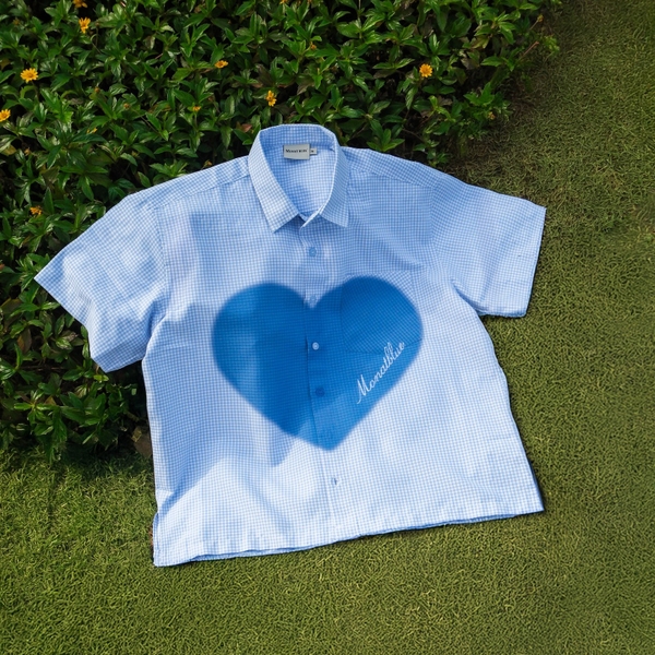 Áo sơ mi Boxy Caro Oxford - BLue Heart