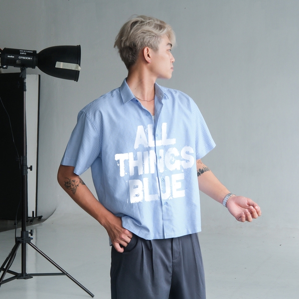 Áo sơ mi Boxy Caro Oxford - All Things Blue