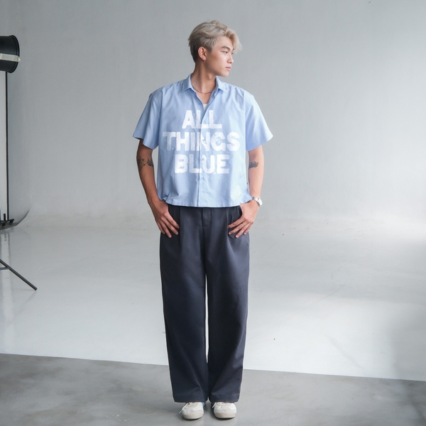 Áo sơ mi Boxy Caro Oxford - All Things Blue