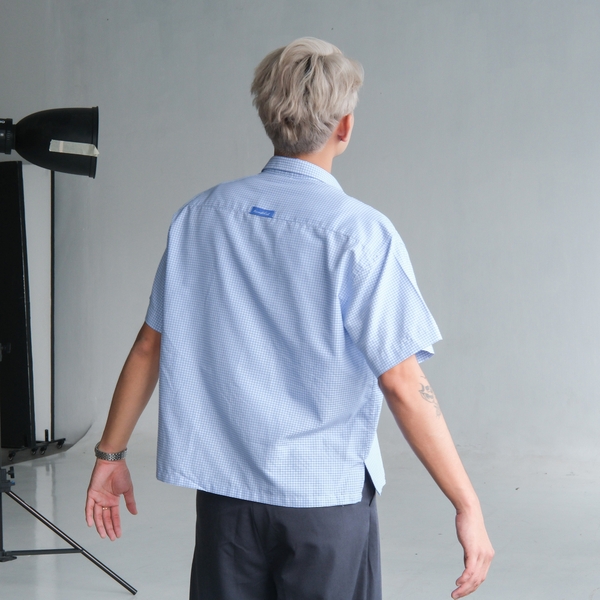 Áo sơ mi Boxy Caro Oxford - All Things Blue
