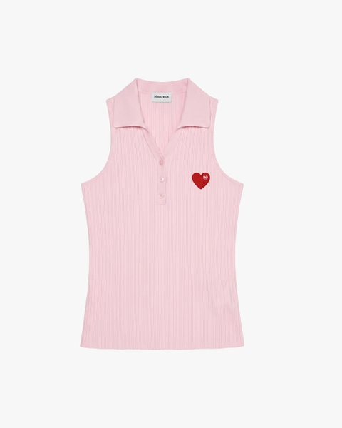 Áo thun Heart-Embroidered Polo Tanktop
