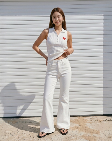 Áo thun Heart-Embroidered Polo Tanktop