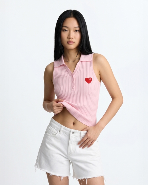 Áo thun Heart-Embroidered Polo Tanktop