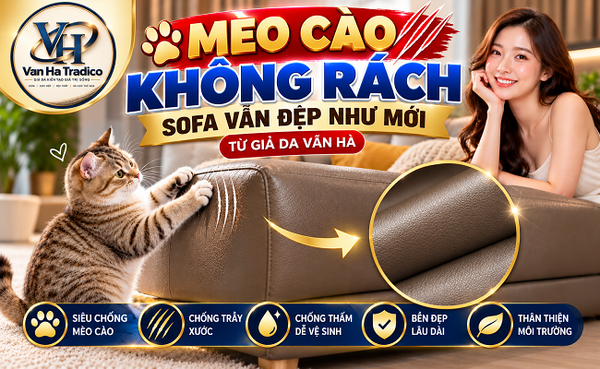 Mèo cào không rách, sofa vẫn đẹp như mới nhờ da SCX từ giả da Vân Hà