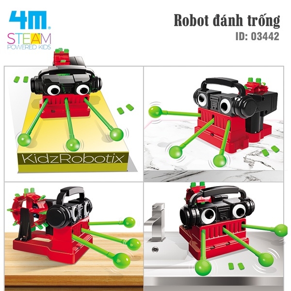 Đồ chơi (Giáo Dục STEM, Độ tuổi 5 ) Robot đánh trống - 4M (Đồ chơi Khoa học, Lắp ráp)