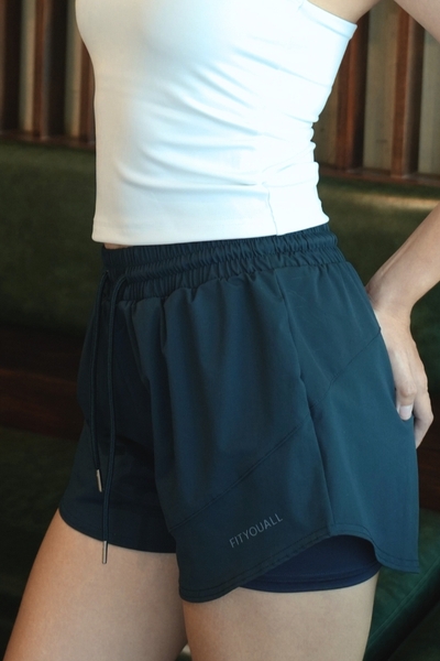 Quần Short Thể Thao 2 Lớp ANYWEAR - Xanh Đen