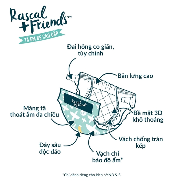 Bỉm/Tã dán Rascal & Friends size NB80 miếng