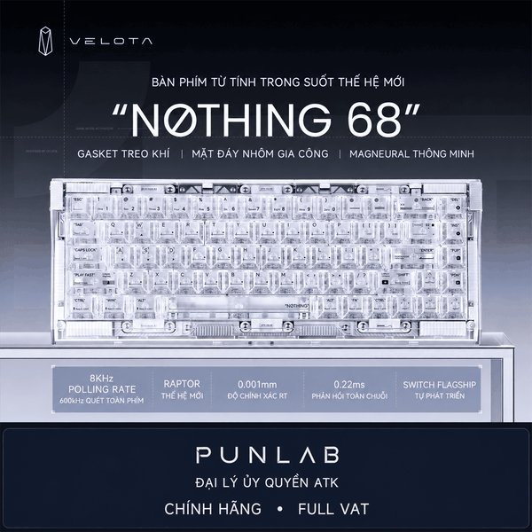Bàn phím cơ từ tính VELOTA NOTHING 68 | Hall Effect 8KHz, Rapid Trigger 0.001mm
