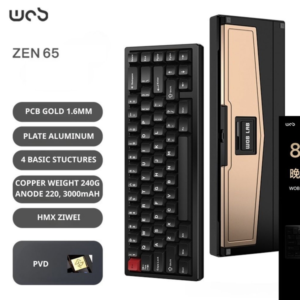 Bàn Phím Cơ WOB Zen65 Limited – PCB 1.6mm, Plate Aluminum, RGB, 3 Mode