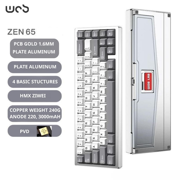 Bàn Phím Cơ WOB Zen65 Limited – PCB 1.6mm, Plate Aluminum, RGB, 3 Mode