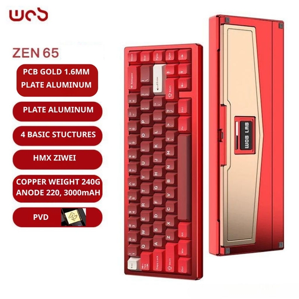 Bàn Phím Cơ WOB Zen65 Limited – PCB 1.6mm, Plate Aluminum, RGB, 3 Mode