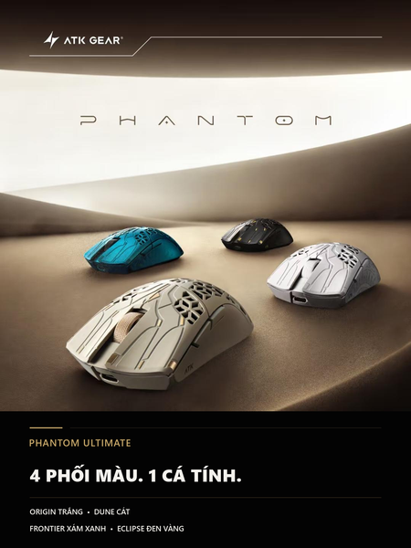Chuột gaming ATK Phantom Ultimate Wireless 8K, PAW3955 Master, 44g