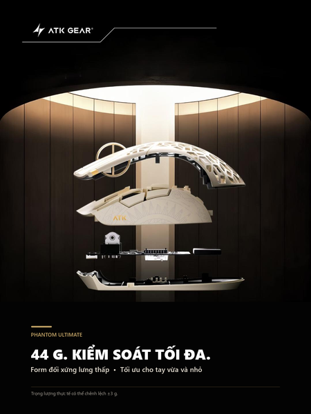 Chuột gaming ATK Phantom Ultimate Wireless 8K, PAW3955 Master, 44g