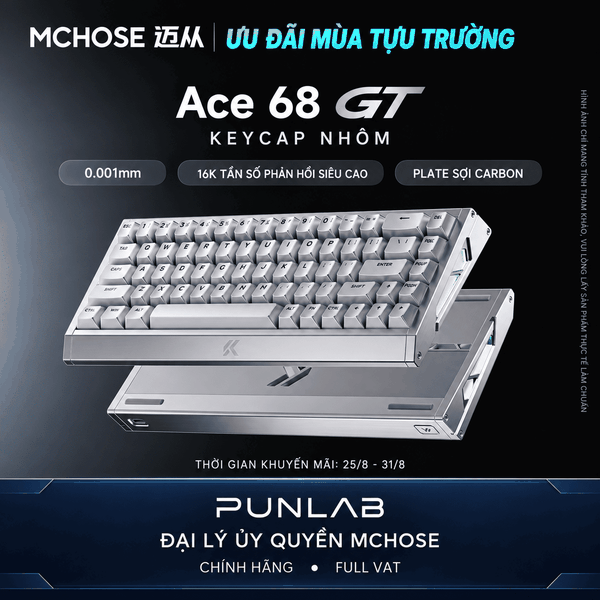 Bàn Phím Cơ MCHOSE ACE68GT Hall Effect Full Nhôm CNC Rapid Trigger Gaming Esports