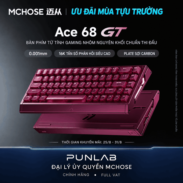 Bàn Phím Cơ MCHOSE ACE68GT Hall Effect Full Nhôm CNC Rapid Trigger Gaming Esports