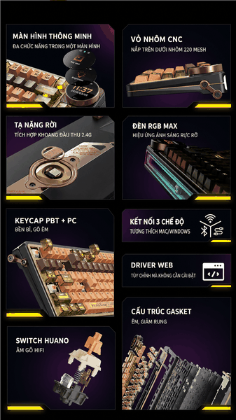Keychron Z1 Max 3 Mode – Bàn Phím Cơ Nhôm CNC RGB, Màn Hình Thông Minh