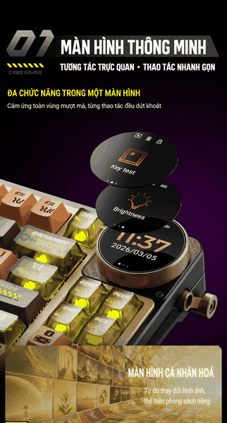 Keychron Z1 Max 3 Mode – Bàn Phím Cơ Nhôm CNC RGB, Màn Hình Thông Minh
