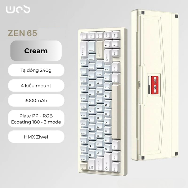 Bàn Phím Cơ WOB Zen65 Limited – PCB 1.6mm, Plate Aluminum, RGB, 3 Mode