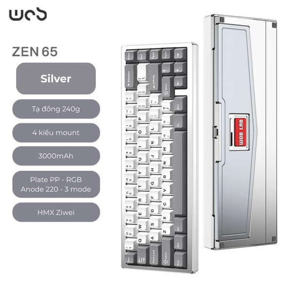 Bàn Phím Cơ WOB Zen65 Limited – PCB 1.6mm, Plate Aluminum, RGB, 3 Mode