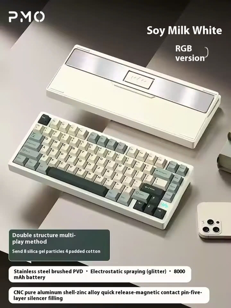 Bàn phím cơ PMO WAVE75 CHÍNH HÃNG QMK Aluminum Mechanical Keyboard – Layout 75%, Case nhôm, 3 mode kết nối