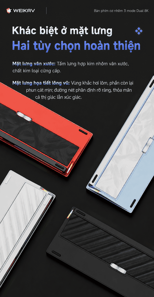 Weikav NUT87 Dual 8K – Bàn phím cơ nhôm CNC 80%, 3 mode, pin 10.000 mAh