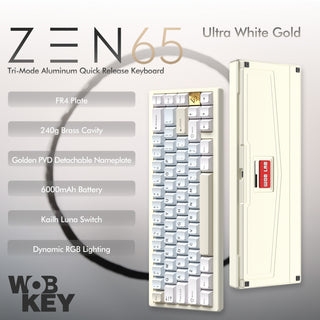 WOBKEY Zen 65 - Bàn Phím Cơ Quick Release, Tri-Mode, Mạch Xuôi
