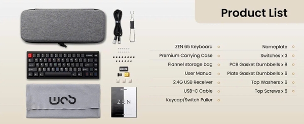 [ SẴN HÀNG] Bàn Phím Cơ WOB Zen65 Limited – PCB 1.6mm, Plate Aluminum, RGB, 3 Mode