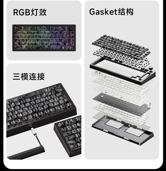 Bàn phím cơ MONSGEEK M1W M1V5 3 Mode (Mạch xuôi /Ball Catch/ Nhôm CNC / Gasket Mount / Hotswap / RGB)