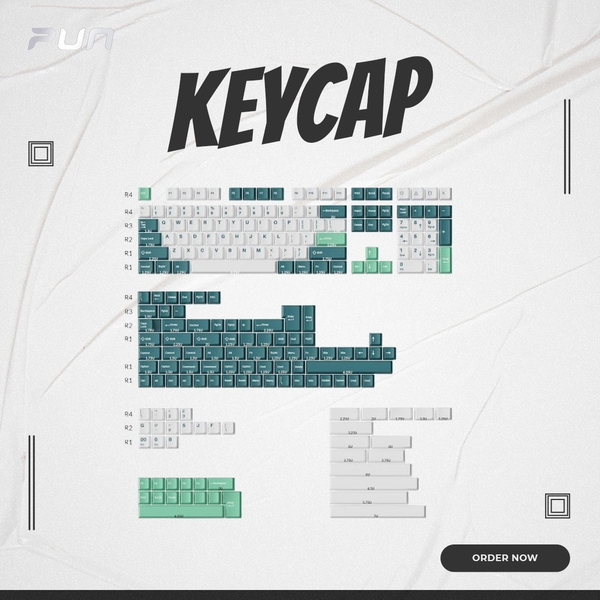 Bộ Keycap Keychron Mint White PBT Double-Shot Cherry Profile