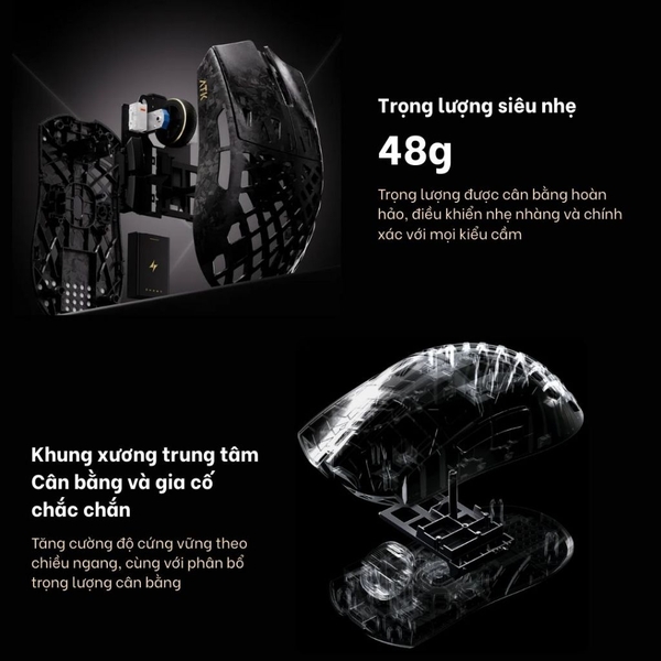 Chuột ATK Ghost Carbon Fiber | PAW3950 Ultra - 8K Hz - Siêu Nhẹ 48g