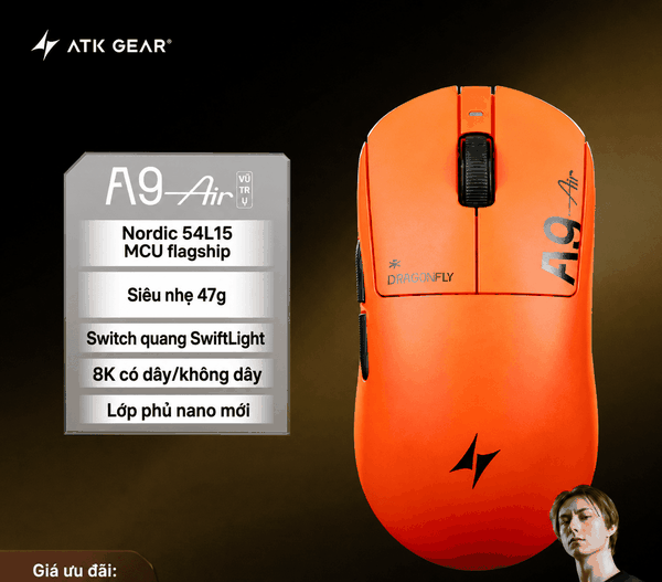 Chuột ATK A9 / A9 SE Starflash | Siêu Nhẹ 53g - PAW3395 - Chính Hãng