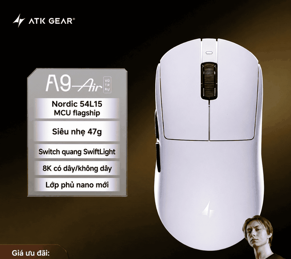 Chuột ATK A9 / A9 SE Starflash | Siêu Nhẹ 53g - PAW3395 - Chính Hãng