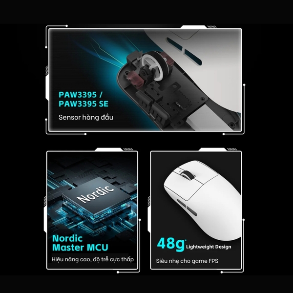 Chuột Gaming VXE R1 SE+ / R1 Pro / Pro Max | PAW3395 - 48g - Chính Hãng