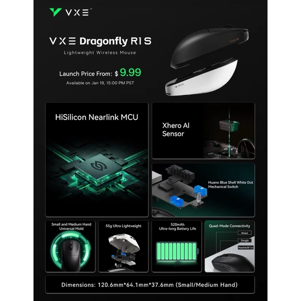 Chuột Gaming VXE R1 SE+ / R1 Pro / Pro Max | PAW3395 - 48g - Chính Hãng