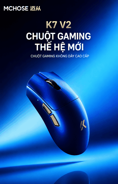 Chuột Gaming Không Dây MCHOSE K7 V2 Ultra+ | PAW3955 TI – Dual 8K – Dock Sạc RGB