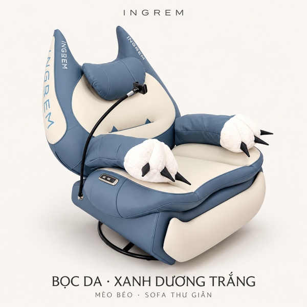 [Đặt trước] Ghế sofa thư giãn chỉnh điện INGREM Mèo Béo – Bọc vải và bọc da