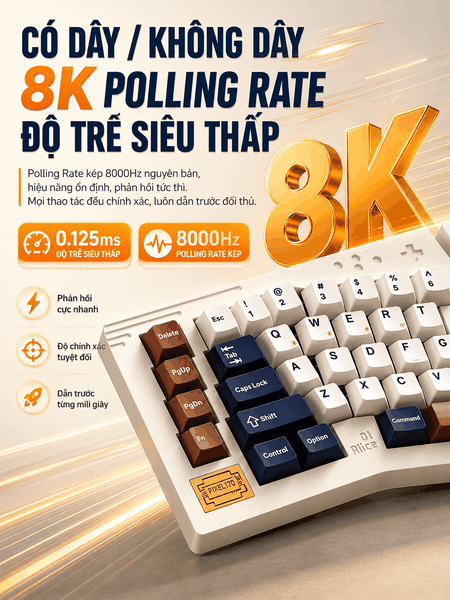 Keychron Z11 Ultra 8K - Bàn Phím Cơ Alice Tách Đôi CNC Nhôm Nguyên Khối | 3 Chế Độ Kết Nối | Wireless 8K Polling Rate