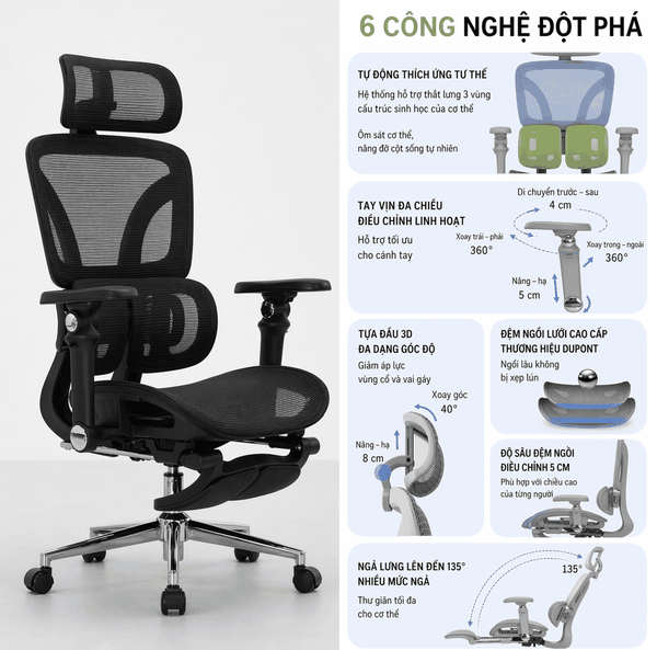 [Order] Ghế Công Thái Học Saigu SG-027 – Full Tính Năng, Chuẩn Ngồi Êm, Hỗ Trợ Toàn Diện FULL VAT