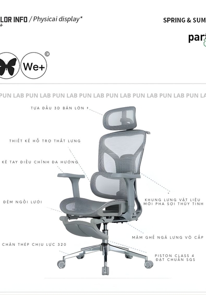 Ghế Công Thái Học SG-Aries 2000 - Khung Nhôm, Piston Class 4