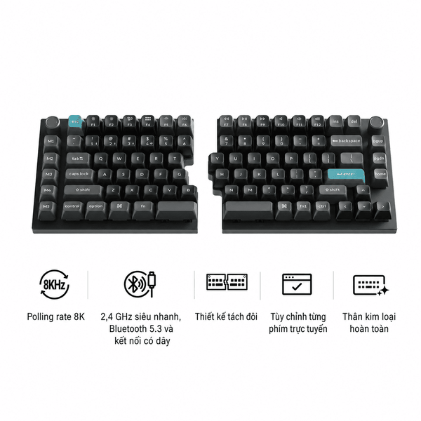 Keychron Q11 Ultra 8K – Bàn phím cơ tách đôi không dây 8K