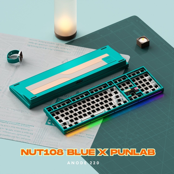 Bàn Phím Cơ Fullsize WEIKA NUT108 | Nhôm CNC Mesh 220 | Ball Catch | Pin 10.000mAh | LED RGB Mạch Xuôi