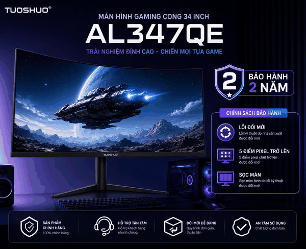 Màn Hình Gaming Tuoshuo AL347QE 34 Inch 4K 200Hz Fast IPS Cong 1900R HDR400 Màn hình gaming siêu rộng dành cho game thủ hiện