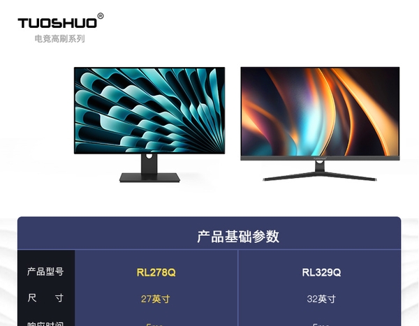 Màn Hình Tuoshuo RL279Q 27 Inch 2K IPS 75hz – 400nit, DCI-P3 95%, Viền Mỏng 4 Cạnh