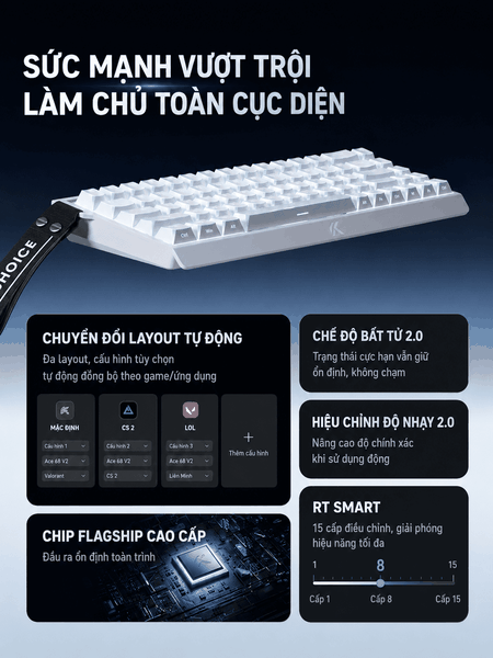 Bàn Phím Gaming HE MCHOSE ACE68 V2 Rapid Trigger 8KHz Hall Effect Magnetic Switch Chính Hãng