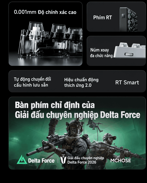 [CHÍNH HÃNG – FULL VAT] Bàn Phím MCHOSE ACE 75 Hall Effect | Rapid Trigger 0,001mm | 8KHz | Độ Trễ 0,08ms